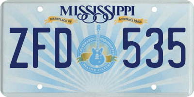 MS license plate ZFD535