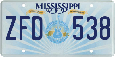 MS license plate ZFD538