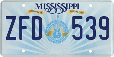 MS license plate ZFD539