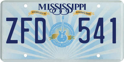MS license plate ZFD541