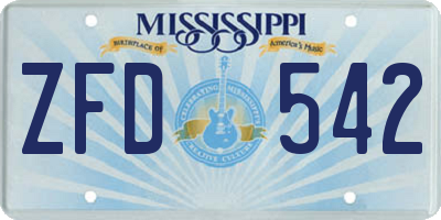 MS license plate ZFD542