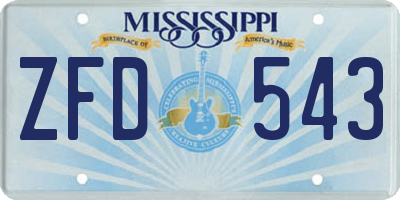 MS license plate ZFD543