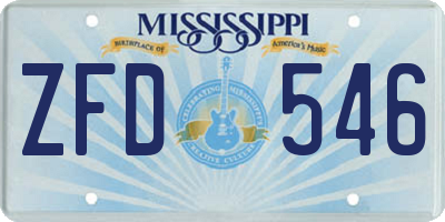MS license plate ZFD546