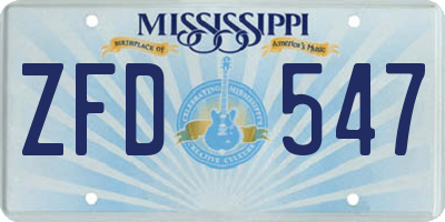 MS license plate ZFD547