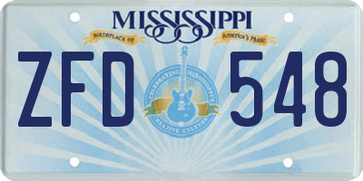 MS license plate ZFD548