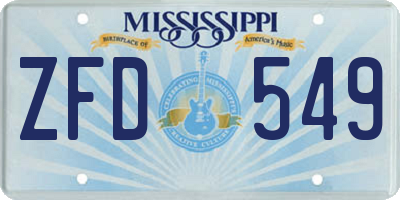 MS license plate ZFD549
