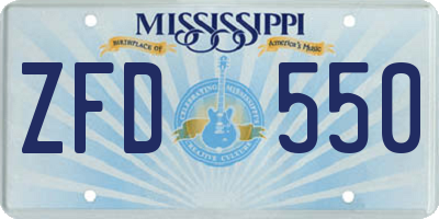 MS license plate ZFD550