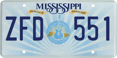 MS license plate ZFD551