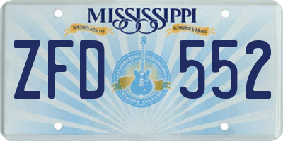 MS license plate ZFD552