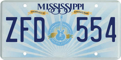 MS license plate ZFD554