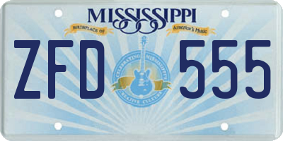 MS license plate ZFD555