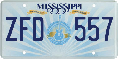 MS license plate ZFD557