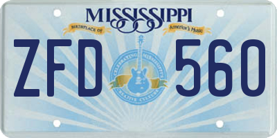 MS license plate ZFD560