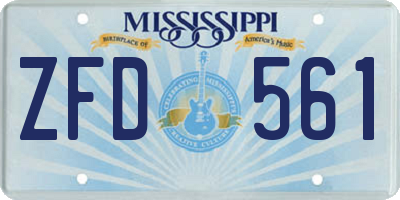 MS license plate ZFD561