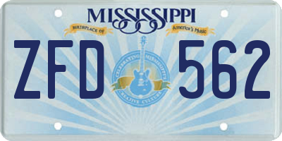MS license plate ZFD562