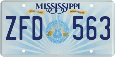 MS license plate ZFD563