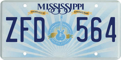 MS license plate ZFD564