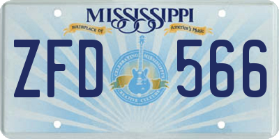 MS license plate ZFD566