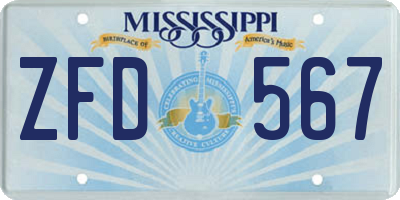 MS license plate ZFD567