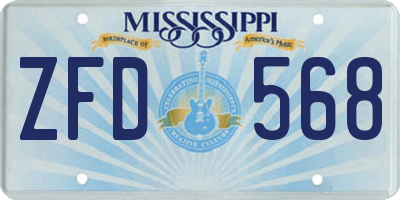 MS license plate ZFD568