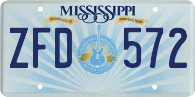MS license plate ZFD572