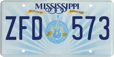 MS license plate ZFD573