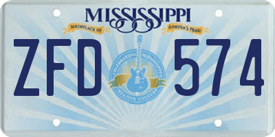 MS license plate ZFD574