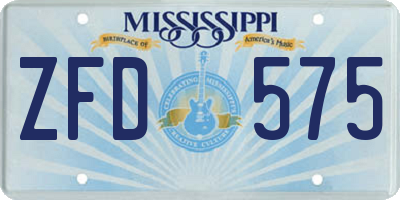 MS license plate ZFD575