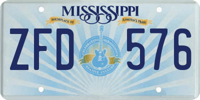 MS license plate ZFD576