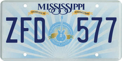 MS license plate ZFD577