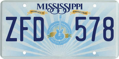 MS license plate ZFD578