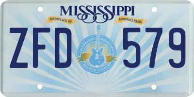 MS license plate ZFD579