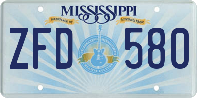 MS license plate ZFD580