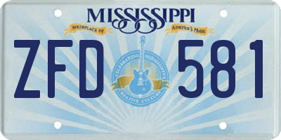 MS license plate ZFD581