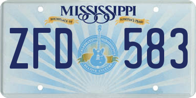 MS license plate ZFD583