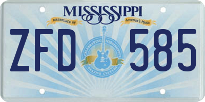 MS license plate ZFD585