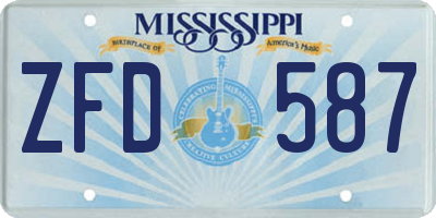 MS license plate ZFD587