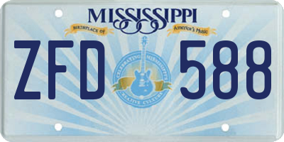MS license plate ZFD588