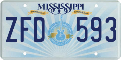 MS license plate ZFD593