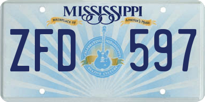 MS license plate ZFD597