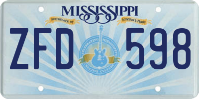 MS license plate ZFD598