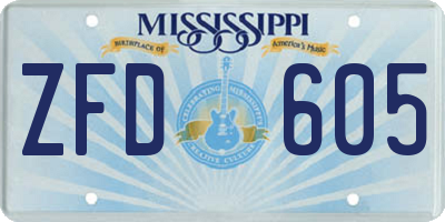 MS license plate ZFD605