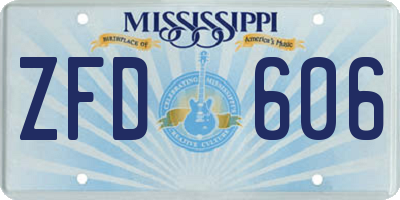 MS license plate ZFD606