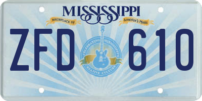MS license plate ZFD610