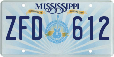 MS license plate ZFD612