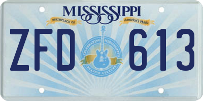 MS license plate ZFD613