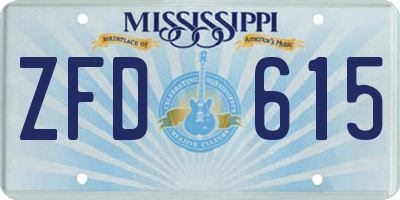 MS license plate ZFD615