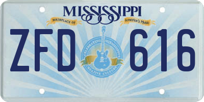 MS license plate ZFD616