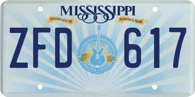 MS license plate ZFD617