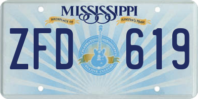 MS license plate ZFD619